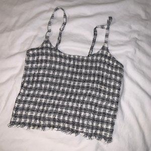 Hollister Black and White Scrunched Crop Top